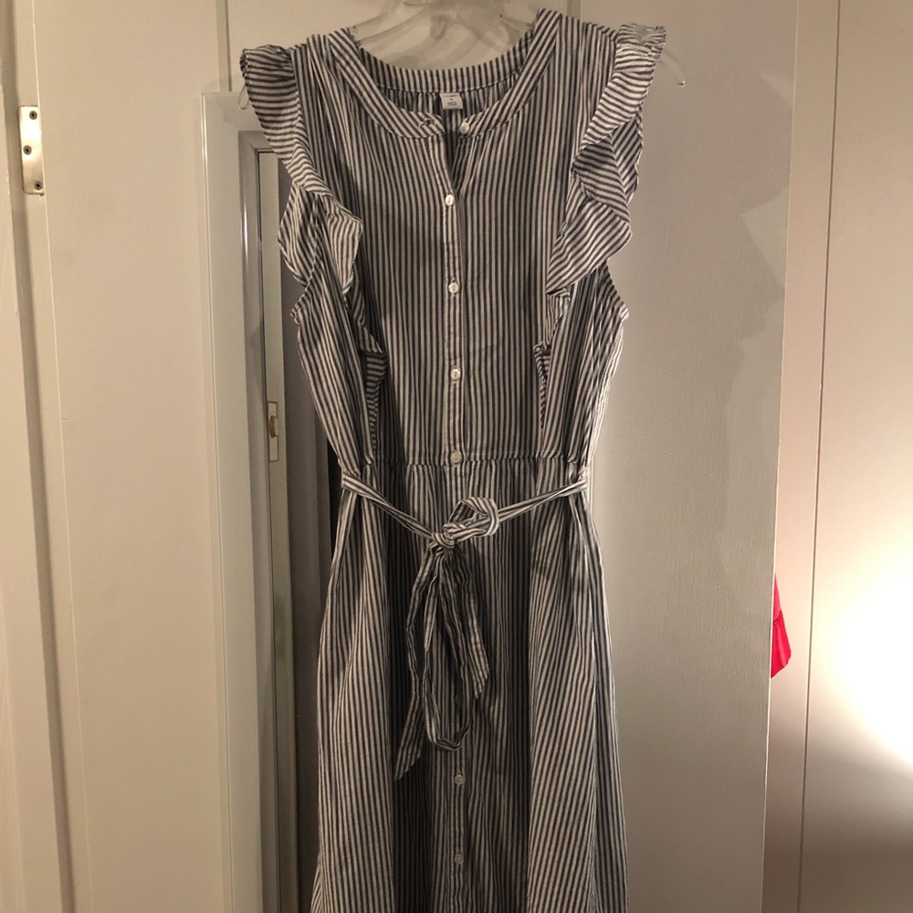 Blue and white striped sundress